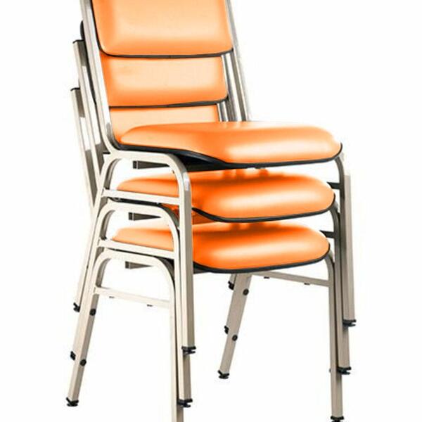 Kit Com 3 Cadeiras Para Auditórios Linha Hotel Smart Laranja