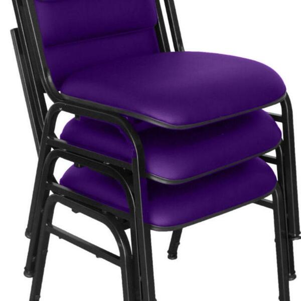 Kit Com 3 Cadeiras Para Auditórios Linha Hotel Smart Roxo