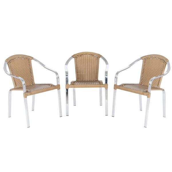 Kit Com 3 Cadeiras Toquio Para Área Externa Em Aluminio E Fib