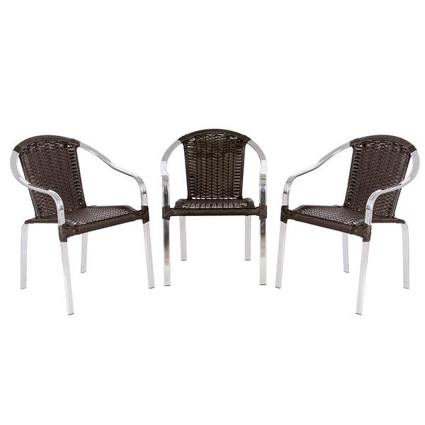 Kit Com 3 Cadeiras Toquio Para Área Externa Em Aluminio E Fib