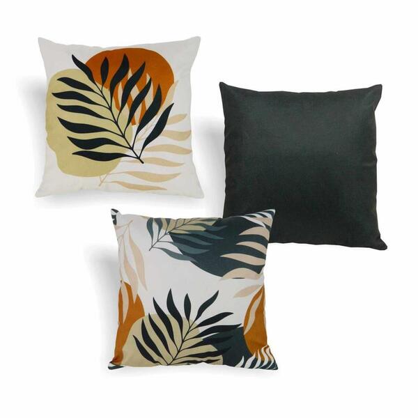 Kit Com 3 Capas De Almofada Prado 44x44cm Em Preto E Fendi