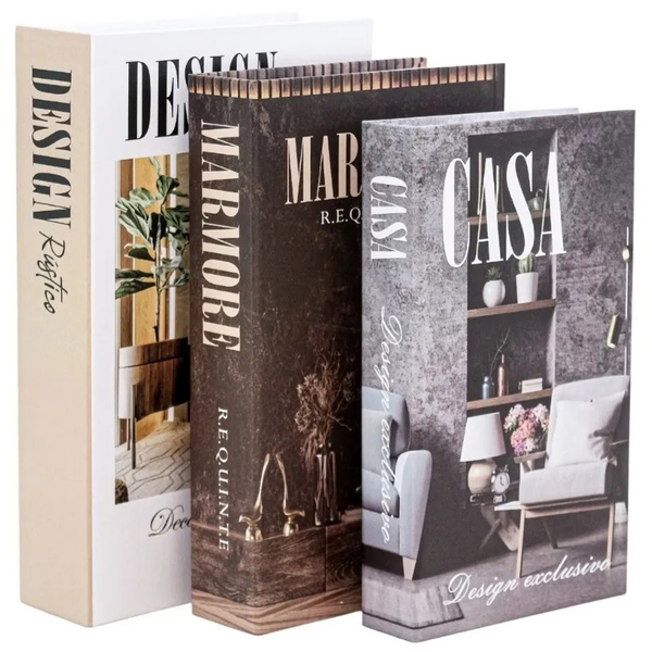 Kit Com 3 Livros Decorativos Home Imitação Livros Para Decora