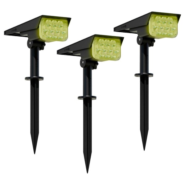 Kit Com 3 Luminária Spot Solar Espeto De Jardim Potente 12h R
