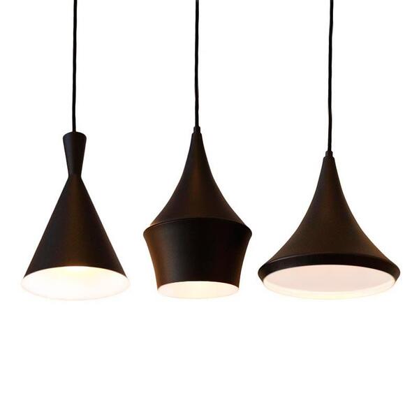 Kit Com 3 Luminárias De Teto Pendente Tom Dixon Preto Com Int