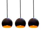 Kit com 3 Luminárias Pendentes Bola cor Preto e Cobre E27