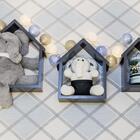 Kit Com 3 Nichos Decorativos Tipo Casinha Em Mdf  Trio Cor Ci