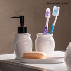 Kit Com 3 Peças Para Banheiro Em Ceramica Paris Branco E Pret