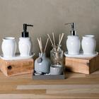 Kit Com 3 Peças Para Banheiro Em Ceramica Paris Branco E Pret