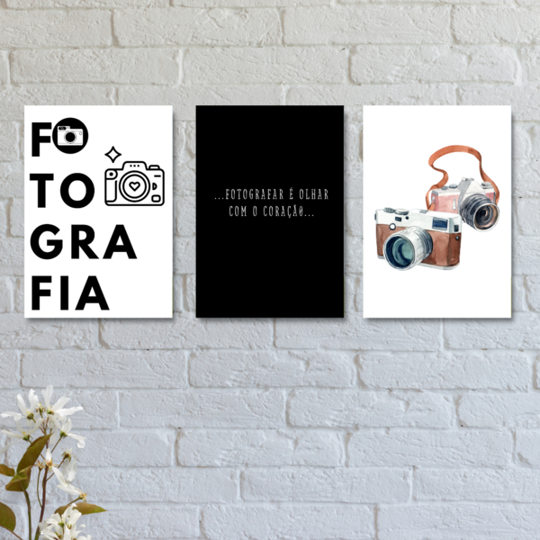 Kit Com 3 Placas Decorativas Fotografia