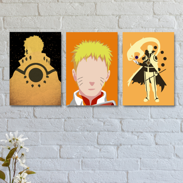 Kit Com 3 Placas Decorativas Naruto Colorido