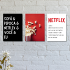 Kit Com 3 Placas Decorativas Netflix
