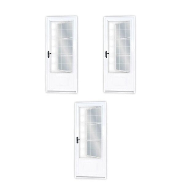 Kit Com 3 Portas De Aço Postigo 215x85cm Com Grade Quadrada M