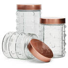 Kit Com 3 Potes De Vidro Tampa Rosqueável Prata Rose Condimen