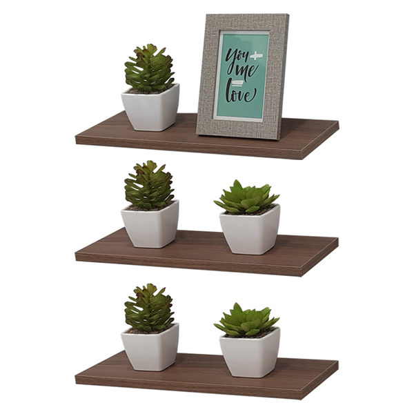 Kit Com 3 Prateleiras 40 X 15cm Suporte Invisivel Cor Nogal M
