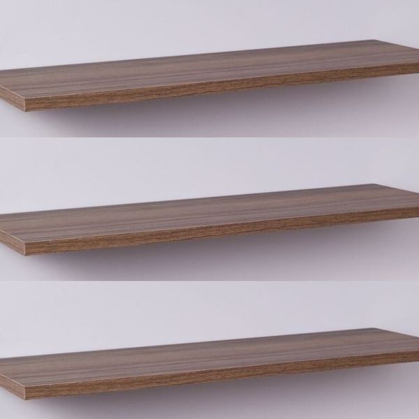 Kit Com 3 Prateleiras 60 X 20cm Suporte Invisivel Cor Nogal Malaga Madeira Escura Leroy Merlin