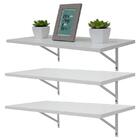 Kit Com 3 Prateleiras Brancas 40x20 Com Suporte Mão Francesa