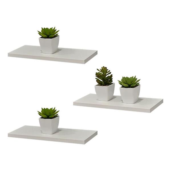 Kit Com 3 Prateleiras Brancas 60 X 20cm Com Suporte Invisível