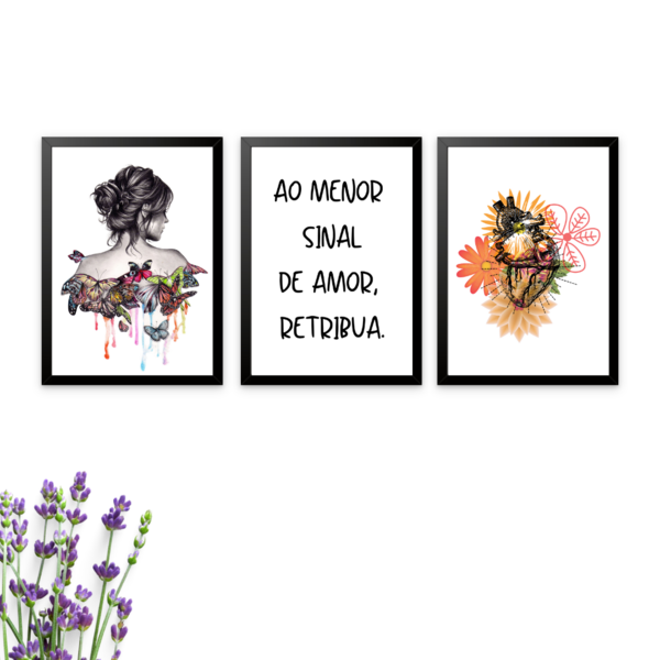 Kit Com 3 Quadros Decorativos Ao Menor Sinal De Amor