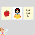 Kit Com 3 Quadros Decorativos Branca De Neve