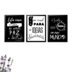 Kit Com 3 Quadros Decorativos Frases Motivacionais