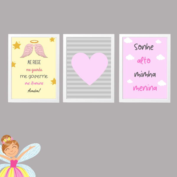 Kit Com 3 Quadros Decorativos Me Rege Me Guarde