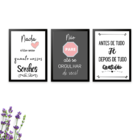 Kit Com 3 Quadros Decorativos Não Pare
