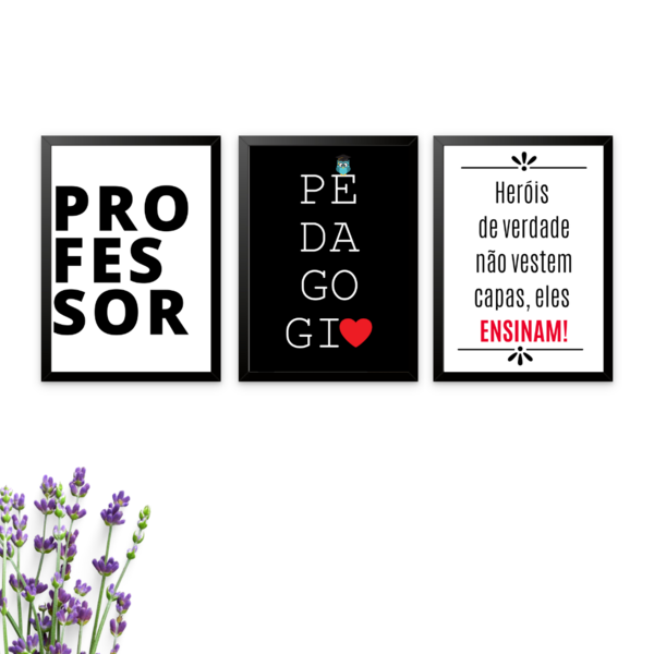 Kit Com 3 Quadros Decorativos Presente Para Professor