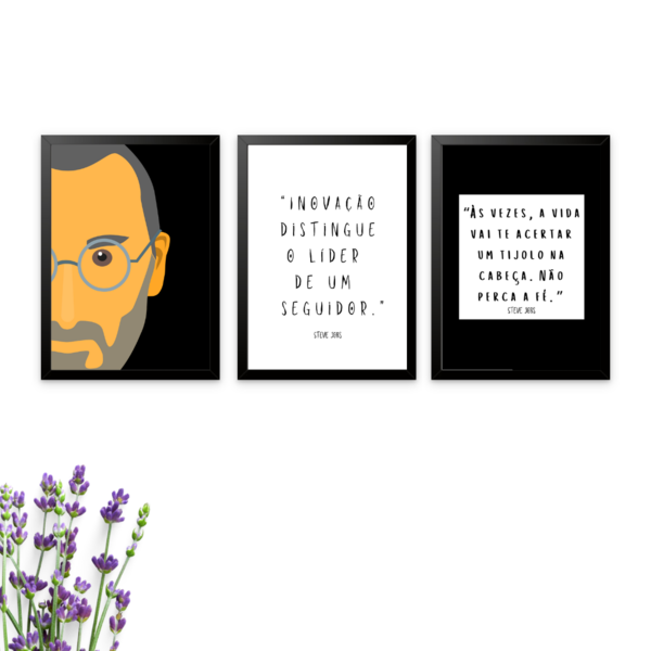 Kit Com 3 Quadros Decorativos Steve Jobs
