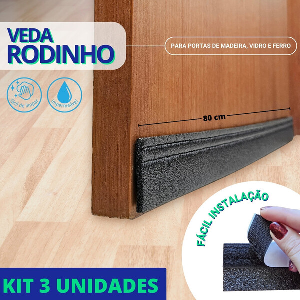 Kit Com 3 Unidades Protetor Contra Insetos Veda Porta Rodinho