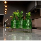 Kit Com 3 Vasos De Vidro Verde Com Suporte Dourado 13x21 Cm F
