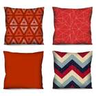Kit Com 4 Almofadas Geométricas Vermelho 42x42 Cm