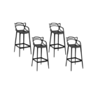 Kit Com 4 Banqueta Allegra Masters 100% Polipropileno Preta