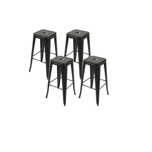 Kit Com 4 Banqueta Tolix Iron Design Industrial Preto  76 Cm
