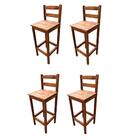 Kit Com 4 Banquetas De Madeira Maciça Moveis Rusticos Bento