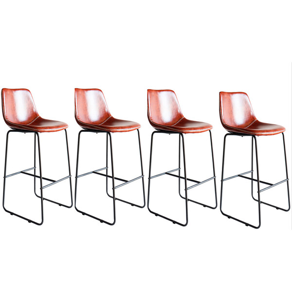 Kit Com 4 Banquetas Oxford Assento Em Couro Ecológico E Base