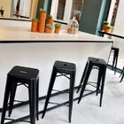 Kit Com 4 Banquetas Tolix Iron Aço Carbono Industrial  - Preto