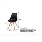 Kit Com 4 Cadeira Leda Preta - Charles Eames Wood Com Almofada