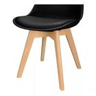 Kit Com 4 Cadeira Leda Preta - Charles Eames Wood Com Almofada
