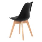 Kit Com 4 Cadeira Leda Preta - Charles Eames Wood Com Almofada