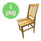 Kit com 4 Cadeiras de Madeira Maciça Bege
