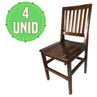 Kit com 4 Cadeiras de Madeira Maciça Marrom