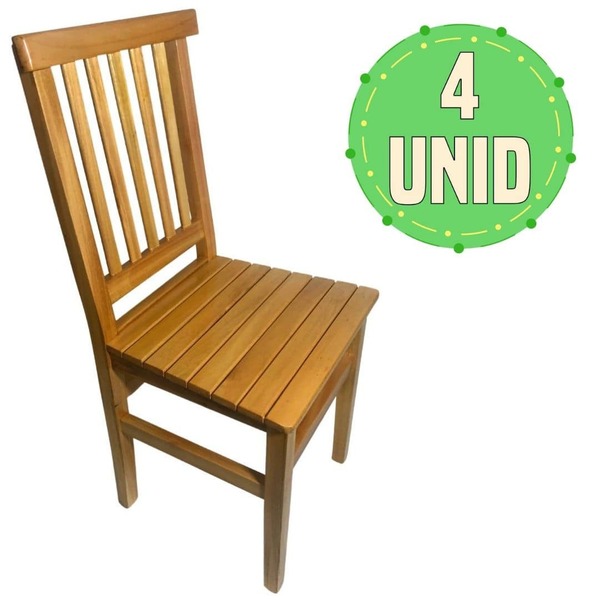 Kit com 4 Cadeiras de Madeira Mineira Bege