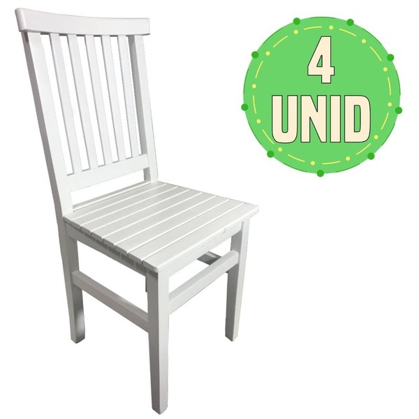 Kit com 4 Cadeiras de Madeira Mineira Branca