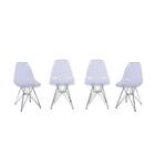 Kit Com 4 Cadeiras Dkr Assento Incolor Base Cromada - Or Desi
