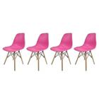 Kit Com 4 Cadeiras Eames Polipropileno Adulto - Rosa Chiclete