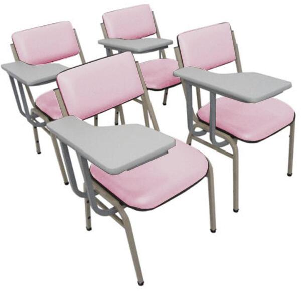 Kit Com 4 Cadeiras Escolar Universitária Para Auditórios Linh