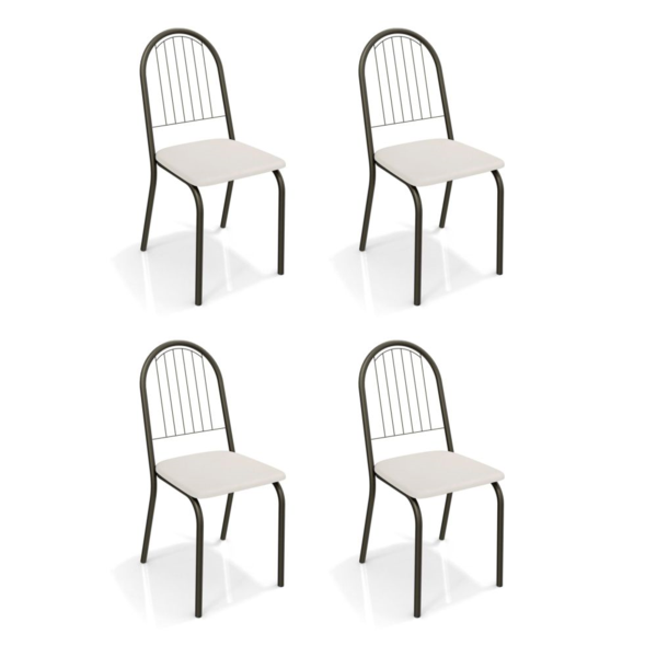 Kit Com 4 Cadeiras Estofadas Noruega Cor Bronze 4c077brz Kapp