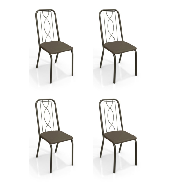 Kit Com 4 Cadeiras Estofadas Viena Cor Bronze 4c072brz Kappes