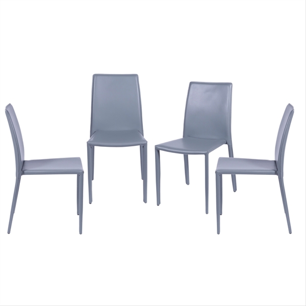 Kit Com 4 Cadeiras Glam Corino Cinza Estrutura De Metal - Or
