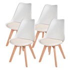 Kit Com 4 Cadeiras Leda Branca - Charles Eames Wood Com Almof